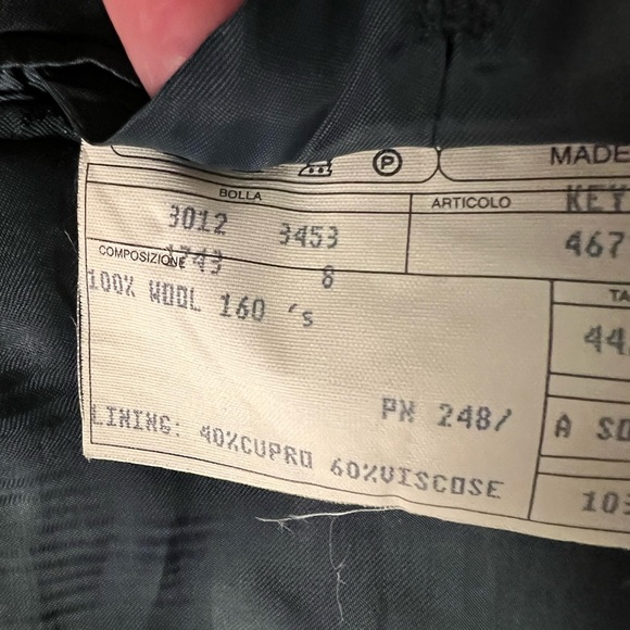 Isaia Custom Blue, Red Loro Piana SUPER 160, 15.5 Micron Wool Stripped 2Btn 44S - Picture 6 of 8